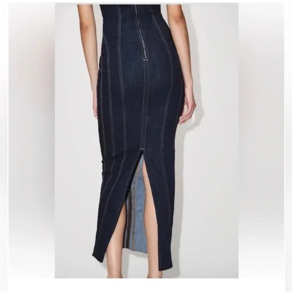 ZARA ZW DENIM MIDI DRESS Size L - Picture 2 of 12